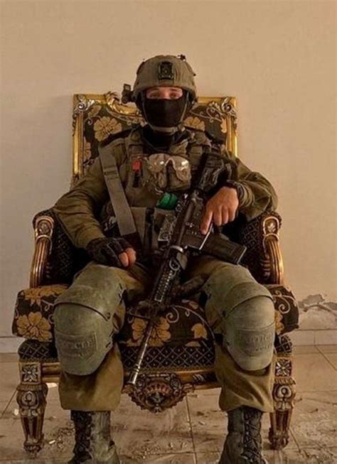 Israeli Eod Soldier Sitting On A Sofa In Yahya Sinwar’s Home Khan Yunis [928x1280] R