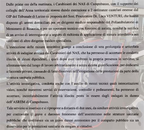 Luigi Calabrese Carabinieri Nas Esecuzione Provvedimenti Cautelativi