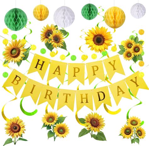 Amazon Sunflower Birthday Party Decorations Green Yellow Sunflower