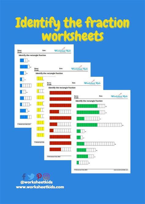 Identifying Fractions Worksheet Using Rectangle Blocks For Grade 3