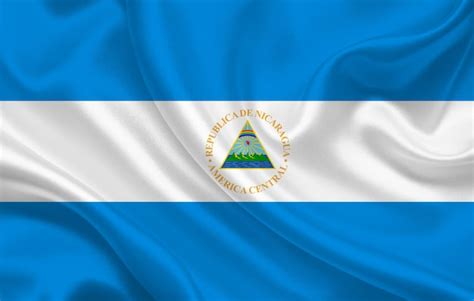 Bandeira Do País Da Nicarágua Em Panorama De Fundo De Tecido De Seda Ondulado Ilustração