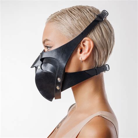 Black Respirator Leather Mask, Cosplay Mask, Cybergoth, Burning Man