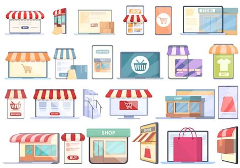 Premium Vector Online Store Icons Set Cartoon Vector Money Shop