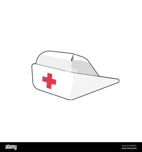 Nurse Hat With Red Cross Medical Cap Vector Illustration Stock Vector