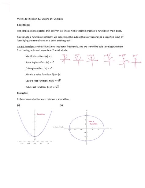 1314 Ch3 Notes Graphs Of Functions Math 1314 Section 3 Graphs Of