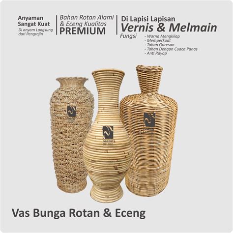 Jual Promo Vas Pot Guci Tempat Bunga Dari Rotan Tinggi Cm Shopee