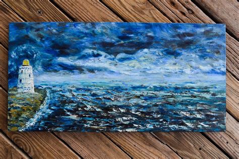 Van Gogh Lighthouse by Storm Original Oil Painting Seascape Wall Art ...