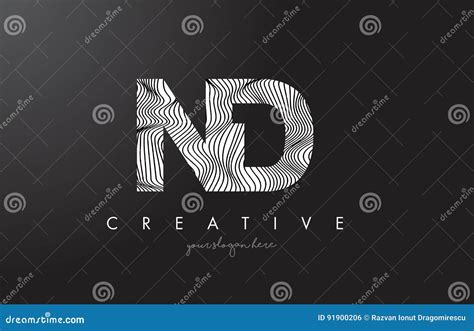 ND N D Letter Logo With Zebra Lines Texture Design Vector Stock Vector