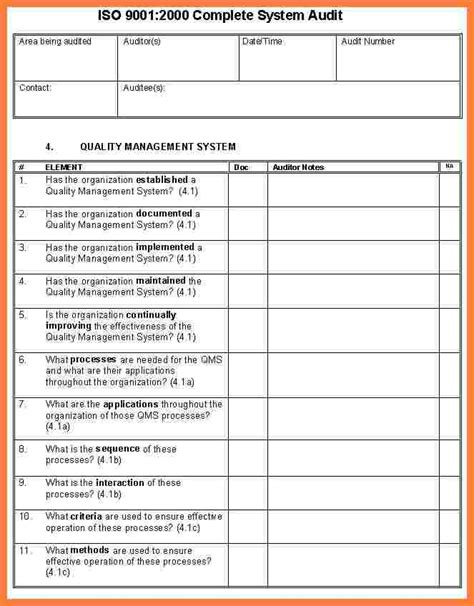 Internal Audit Plan Template Iso 9001