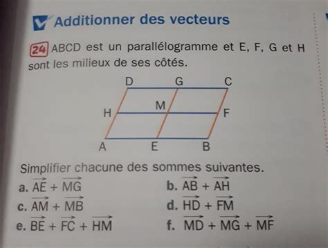 Abcd Est Un Parall Logramme Et E F G Et H Sont Les Milieux De Ses