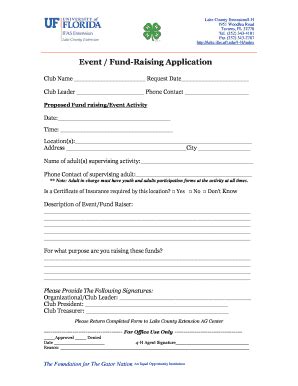 Fillable Online Lake Ifas Ufl Event Fund Raising Application Lake