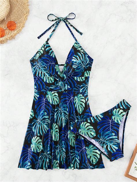 Tropical Print Halter Bikini Swimsuit Shein Usa