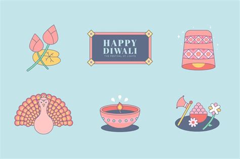 Free Vector | Deepavali, the festival of lights element set