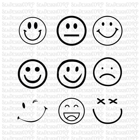 Smiley Face Svg Bundle Happy Face Svg Emoji Svg Smiley Face Etsy