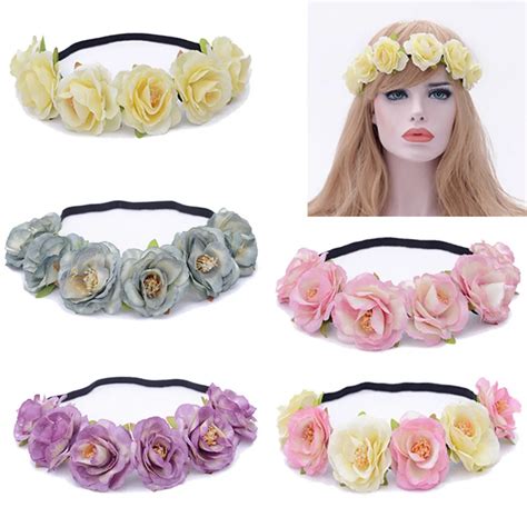 Feitong Boho Ladies Floral Flower Festival Wedding Garland Hair Head