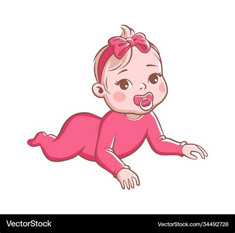 Baby Girl Cute Infant With Pacifier Happy Vector Image