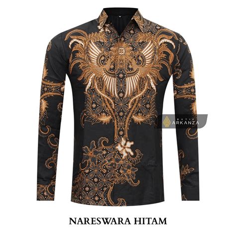 Jual Kemeja Batik Slimfit Lapis Furing Premium Motif Nareswara Hitam