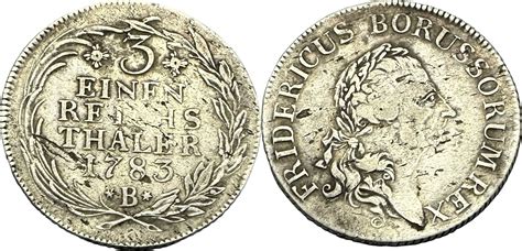 GERMANY PREUSSEN 1 3 Thaler 1783 B FRIEDRICH II der Grosse geprägt