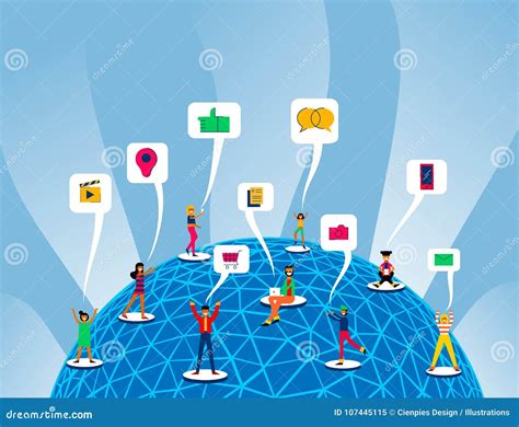 Global Social Media Connection Around The World Stock Vector