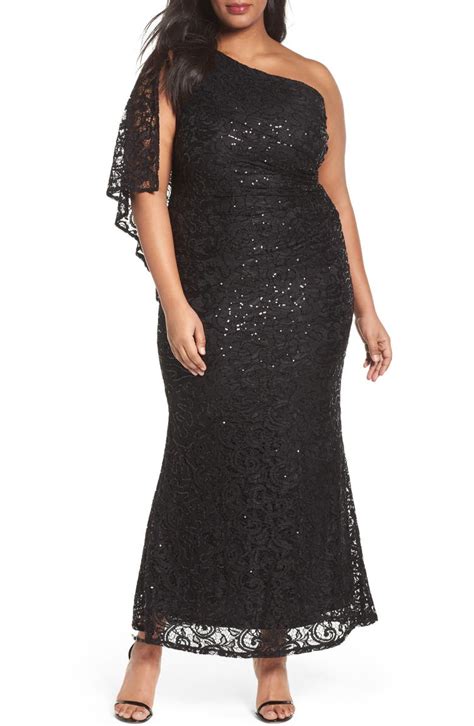 Marina Sequin Lace One Shoulder Gown Plus Size Nordstrom