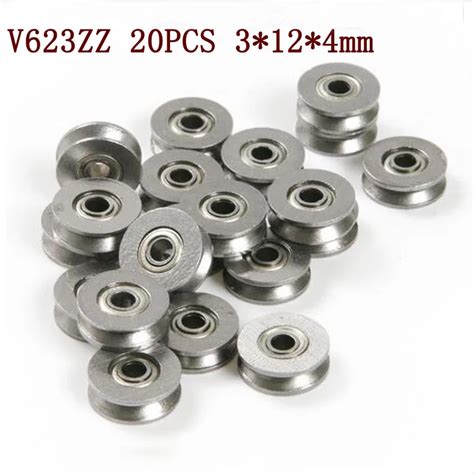 20pcs V623ZZ V Groove Ball Bearing 3x12x4mm Roller wheel Small ball bearings pulley wheels ...