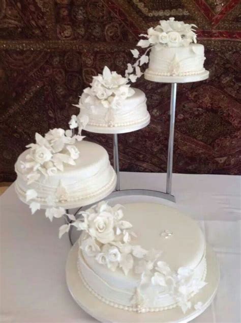 Elegant Three Tiered Wedding Cakes With White Flowers