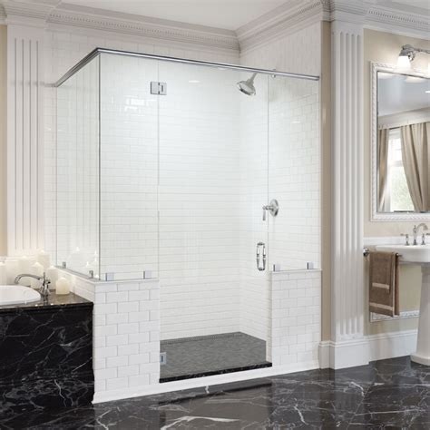 Tresor Frameless 3 8 Inch Glass Swing Door Inline Panel And Return Panel Shower Door Basco