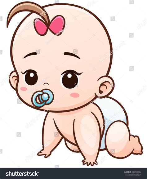 Vector Illustration Cartoon Baby Learn Crawl Stock Vector (Royalty Free ...