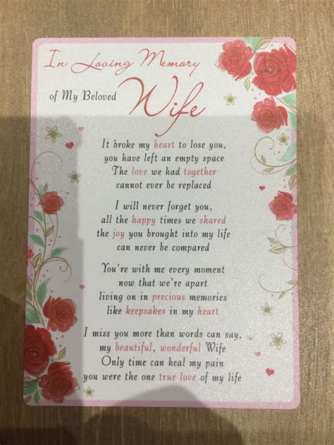 In Loving Memory Of My Beloved Wife Graveside Card Etsy