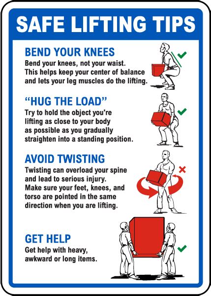 Safe Lifting Tips Sign Get Off Now