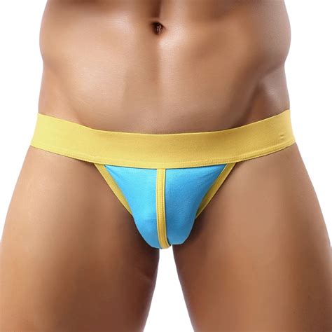 Fashion Men Cotton Jockstrap Sexy Underwear Thongs Hollow Thongs Low