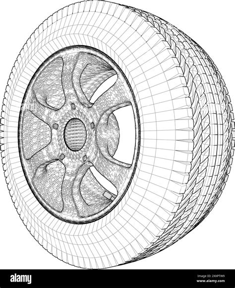 Car Wheel Rim Hub Tire Vector Illustration Isolated On White