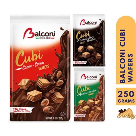 Balconi Cubi Hazelnut Cacao Cocoa Dark Chocolate Wafers G