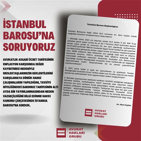 Avukat Hakları Grubu ⚖️ On Twitter 🔴 İstanbul Barosu’na Soruyoruz AaÜt’nin Enflasyon