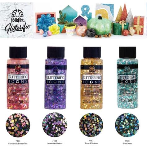 Folk Art 7504 Acrylic Craft Paint Set Glitterific Icons Set Of 4 2 Fl Oz