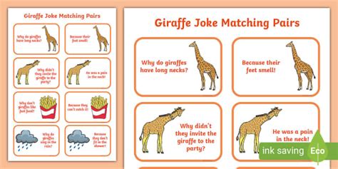 Giraffe Joke Matching Pairs Teacher Made Twinkl