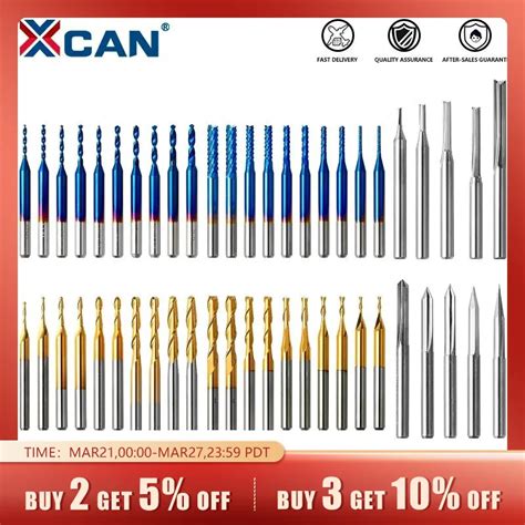 XCAN Freze Kesicisi 50 Adet Tungsten Karb R End Mill Freze U Lar 1 8