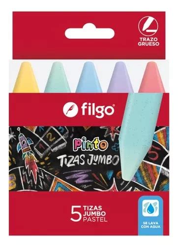 Tizas Jumbo Colores Pastel X5 Filgo