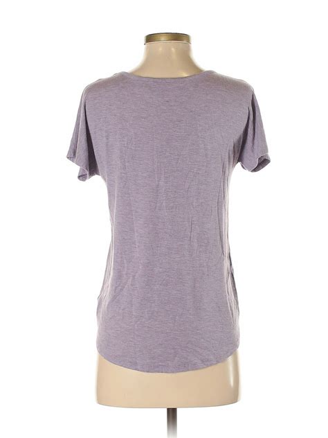 Max Studio Women Purple Short Sleeve Henley S Gem