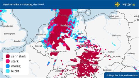 Neue Gewitter mit Unwettergefahr durch Starkregen Hagel und Orkanböen