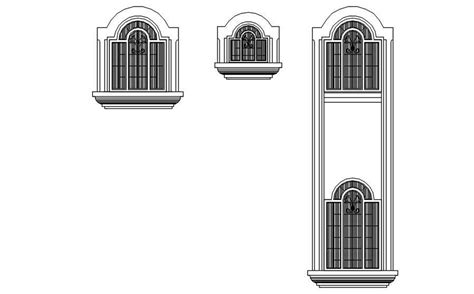 2d Block Of Arch Window In Detail Autocad Drawing Dwg File Cad File