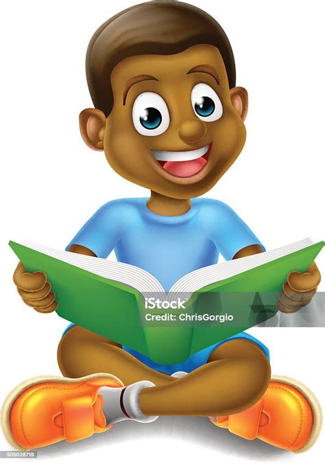 Cartoon Boy Reading Book