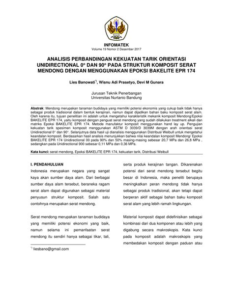 PDF ANALISIS PERBANDINGAN KEKUATAN TARIK ORIENTASI UNIDIRECTIONAL 0