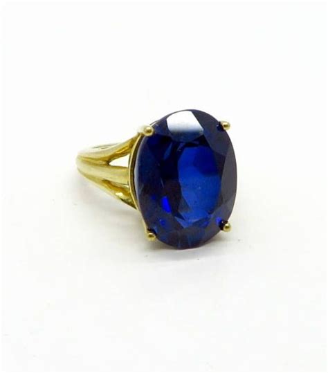 Vintage Blue Spinel Ring 10k Gold Synthetic Spinel Ring Spinel Ring