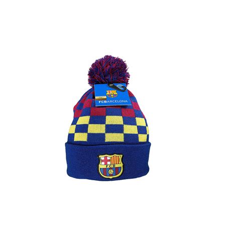 Fc Barcelona Beanie Hat Reversible Pom Official Winter Skull Cap