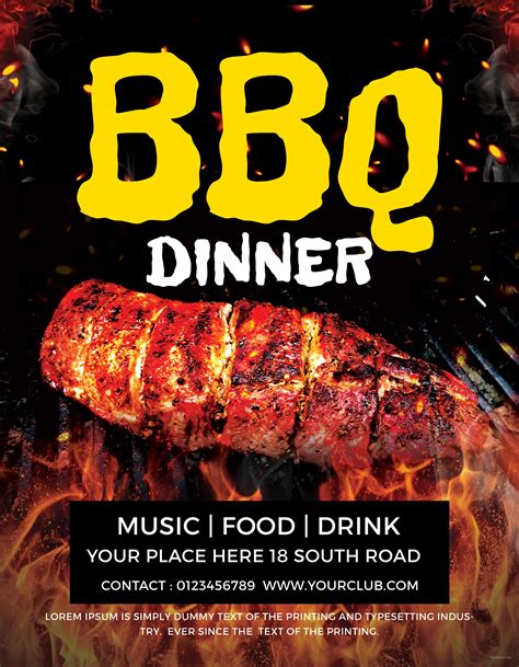 Free Dinner Bbq Flyer Template In Adobe Photoshop Illustrator