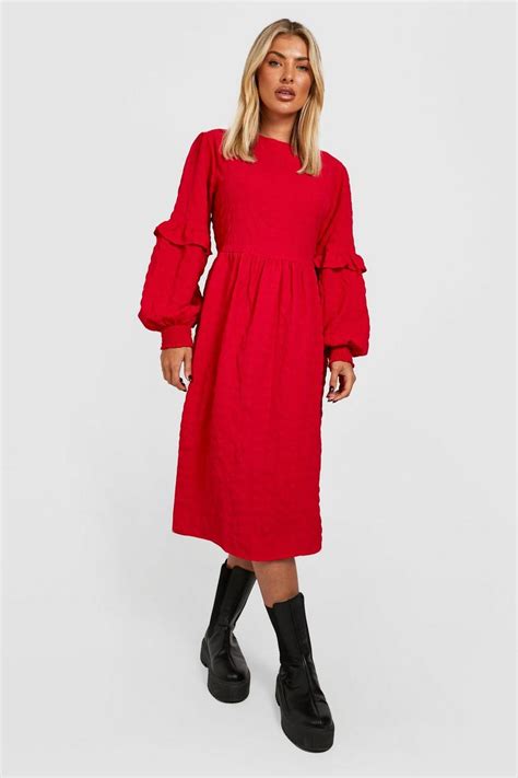 Textured Tiered Smock Dress Boohoo