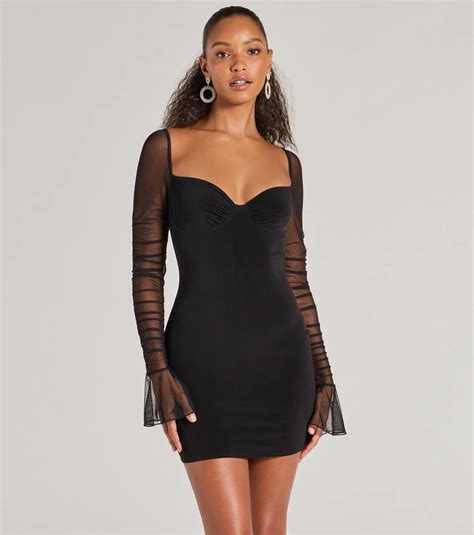 black bodycon dresses long sleeve 2