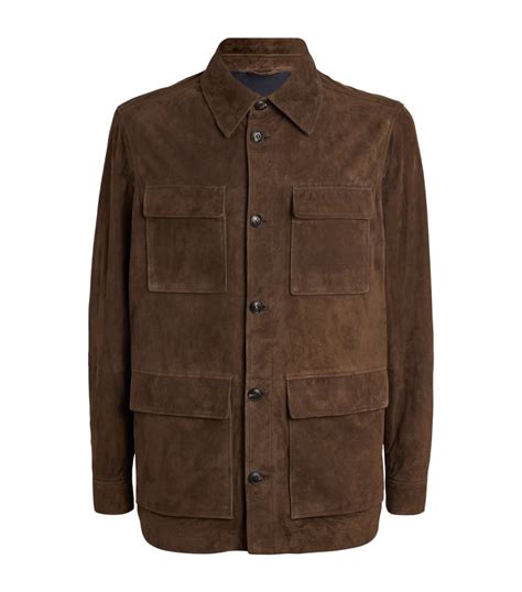 Mens Pal Zileri Brown Suede Shirt Jacket Harrods US