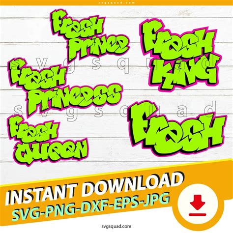 Fresh Svg Bundle Png Neon Fresh Prince Princess Queen King